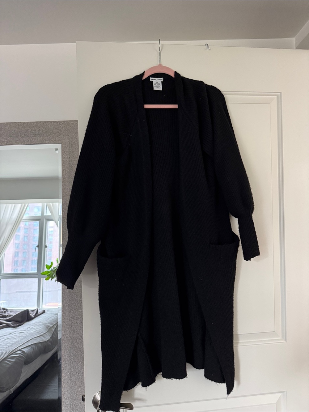 Sweet Romeo Black Longline Open-Front Cardigan